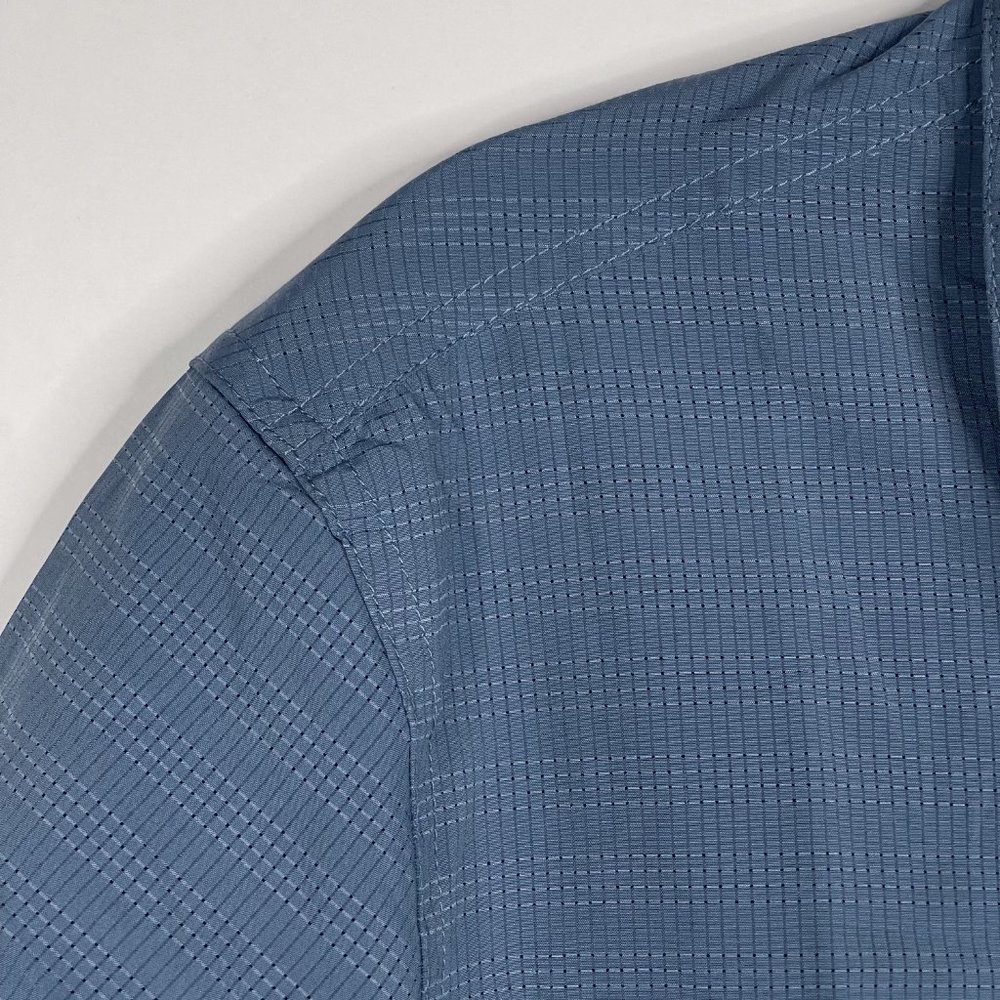 NWT prAna Cayman Shirt Small Blue Note Yarn Dye Melange Woven Check - Picture 6 of 16